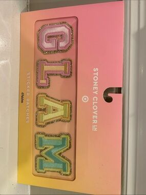 Stoney Clover Lane pastel rainbow GLAM sticker patches with gold glitter trim